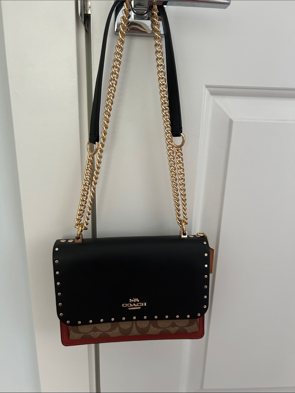 NWOT Coach Klare Black, Brown & light brown Signature Chain Crossbody - Picture 8 of 16